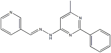 nicotinaldehyde (6-methyl-2-phenyl-4-pyrimidinyl)hydrazone 구조식 이미지