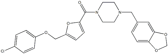 1-(1,3-benzodioxol-5-ylmethyl)-4-{5-[(4-chlorophenoxy)methyl]-2-furoyl}piperazine Structure