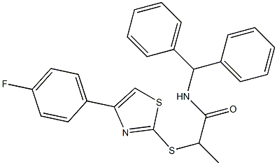 N-benzhydryl-2-{[4-(4-fluorophenyl)-1,3-thiazol-2-yl]sulfanyl}propanamide 구조식 이미지