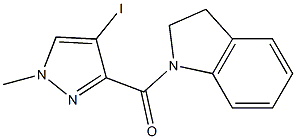 1-[(4-iodo-1-methyl-1H-pyrazol-3-yl)carbonyl]indoline Structure