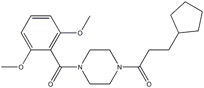 1-(3-cyclopentylpropanoyl)-4-(2,6-dimethoxybenzoyl)piperazine 구조식 이미지