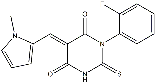 1-(2-fluorophenyl)-5-[(1-methyl-1H-pyrrol-2-yl)methylene]-2-thioxodihydro-4,6(1H,5H)-pyrimidinedione 구조식 이미지