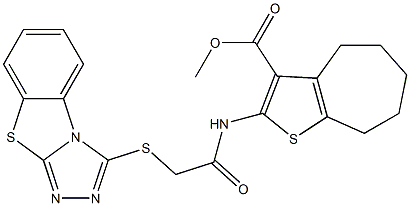 methyl 2-{[([1,2,4]triazolo[3,4-b][1,3]benzothiazol-3-ylsulfanyl)acetyl]amino}-5,6,7,8-tetrahydro-4H-cyclohepta[b]thiophene-3-carboxylate Structure