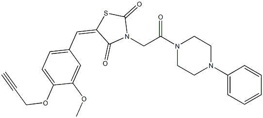 5-[3-methoxy-4-(prop-2-ynyloxy)benzylidene]-3-[2-oxo-2-(4-phenylpiperazin-1-yl)ethyl]-1,3-thiazolidine-2,4-dione 구조식 이미지