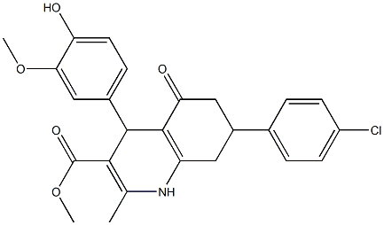 methyl 7-(4-chlorophenyl)-4-(4-hydroxy-3-methoxyphenyl)-2-methyl-5-oxo-1,4,5,6,7,8-hexahydro-3-quinolinecarboxylate Structure