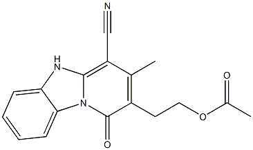 2-(4-cyano-3-methyl-1-oxo-1,5-dihydropyrido[1,2-a]benzimidazol-2-yl)ethyl acetate Structure