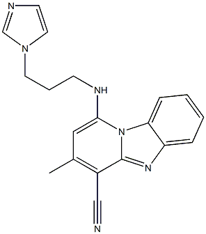 1-{[3-(1H-imidazol-1-yl)propyl]amino}-3-methylpyrido[1,2-a]benzimidazole-4-carbonitrile 구조식 이미지