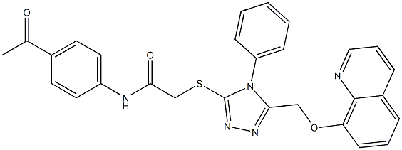 N-(4-acetylphenyl)-2-({4-phenyl-5-[(8-quinolinyloxy)methyl]-4H-1,2,4-triazol-3-yl}sulfanyl)acetamide 구조식 이미지