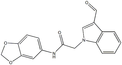 N-(1,3-benzodioxol-5-yl)-2-(3-formyl-1H-indol-1-yl)acetamide 구조식 이미지