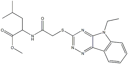 methyl 2-({[(5-ethyl-5H-[1,2,4]triazino[5,6-b]indol-3-yl)sulfanyl]acetyl}amino)-4-methylpentanoate 구조식 이미지