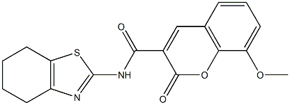 8-methoxy-2-oxo-N-(4,5,6,7-tetrahydro-1,3-benzothiazol-2-yl)-2H-chromene-3-carboxamide 구조식 이미지