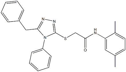 2-[(5-benzyl-4-phenyl-4H-1,2,4-triazol-3-yl)sulfanyl]-N-(2,5-dimethylphenyl)acetamide 구조식 이미지