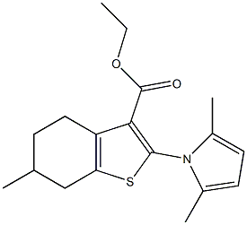 ethyl 2-(2,5-dimethyl-1H-pyrrol-1-yl)-6-methyl-4,5,6,7-tetrahydro-1-benzothiophene-3-carboxylate 구조식 이미지