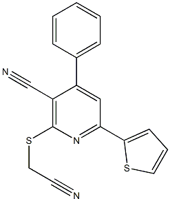 2-[(cyanomethyl)sulfanyl]-4-phenyl-6-(2-thienyl)nicotinonitrile Structure