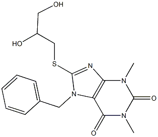 7-benzyl-8-[(2,3-dihydroxypropyl)thio]-1,3-dimethyl-3,7-dihydro-1H-purine-2,6-dione 구조식 이미지