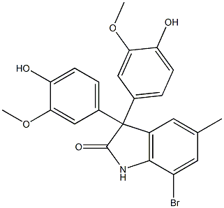 7-bromo-3,3-bis(4-hydroxy-3-methoxyphenyl)-5-methyl-1,3-dihydro-2H-indol-2-one 구조식 이미지