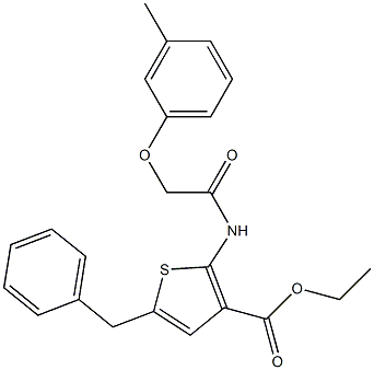 ethyl 5-benzyl-2-{[(3-methylphenoxy)acetyl]amino}-3-thiophenecarboxylate 구조식 이미지