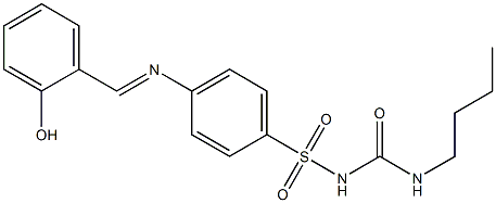 {[(butylamino)carbonyl]amino}(4-{[(E)-(2-hydroxyphenyl)methylidene]amino}phenyl)dioxo-lambda~6~-sulfane 구조식 이미지