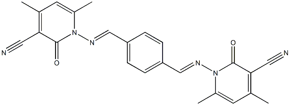 1-({(E)-[4-({[3-cyano-4,6-dimethyl-2-oxo-1(2H)-pyridinyl]imino}methyl)phenyl]methylidene}amino)-4,6-dimethyl-2-oxo-1,2-dihydro-3-pyridinecarbonitrile Structure