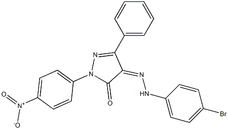 1-(4-nitrophenyl)-3-phenyl-1H-pyrazole-4,5-dione 4-[N-(4-bromophenyl)hydrazone] 구조식 이미지