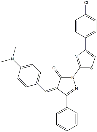 1-[4-(4-chlorophenyl)-1,3-thiazol-2-yl]-4-{(Z)-[4-(dimethylamino)phenyl]methylidene}-3-phenyl-1H-pyrazol-5-one 구조식 이미지