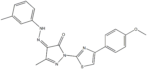 1-[4-(4-methoxyphenyl)-1,3-thiazol-2-yl]-3-methyl-1H-pyrazole-4,5-dione 4-[N-(3-methylphenyl)hydrazone] Structure