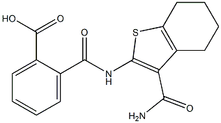 2-({[3-(aminocarbonyl)-4,5,6,7-tetrahydro-1-benzothiophen-2-yl]amino}carbonyl)benzoic acid 구조식 이미지