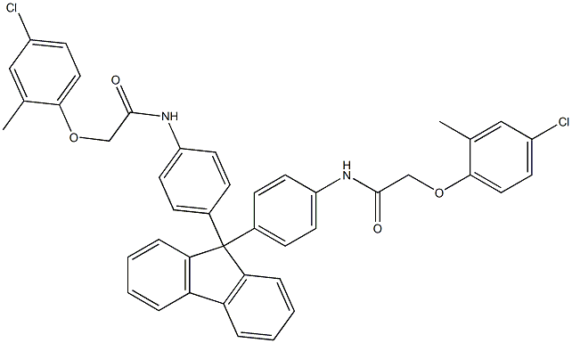 2-(4-chloro-2-methylphenoxy)-N-{4-[9-(4-{[2-(4-chloro-2-methylphenoxy)acetyl]amino}phenyl)-9H-fluoren-9-yl]phenyl}acetamide 구조식 이미지