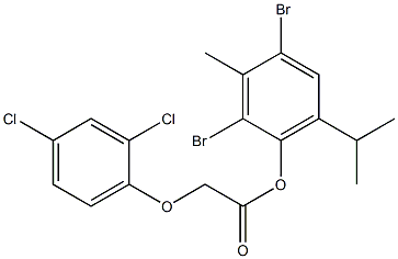 2,4-dibromo-6-isopropyl-3-methylphenyl 2-(2,4-dichlorophenoxy)acetate Structure