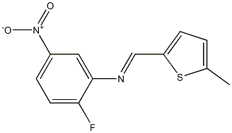 N-(2-fluoro-5-nitrophenyl)-N-[(E)-(5-methyl-2-thienyl)methylidene]amine 구조식 이미지