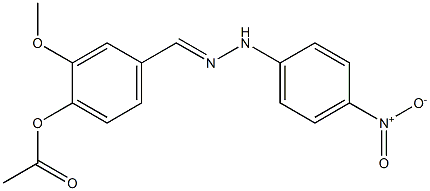 2-methoxy-4-{[(E)-2-(4-nitrophenyl)hydrazono]methyl}phenyl acetate Structure