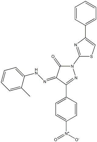 3-(4-nitrophenyl)-1-(4-phenyl-1,3-thiazol-2-yl)-1H-pyrazole-4,5-dione 4-[N-(2-methylphenyl)hydrazone] 구조식 이미지