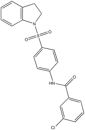 3-chloro-N-[4-(2,3-dihydro-1H-indol-1-ylsulfonyl)phenyl]benzamide 구조식 이미지