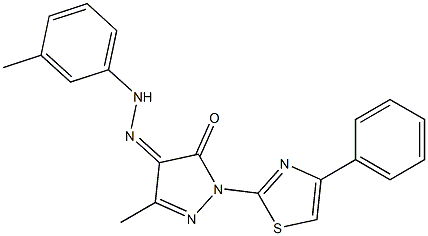 3-methyl-1-(4-phenyl-1,3-thiazol-2-yl)-1H-pyrazole-4,5-dione 4-[N-(3-methylphenyl)hydrazone] Structure