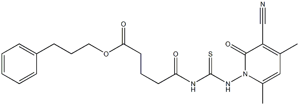 3-phenylpropyl 5-[({[3-cyano-4,6-dimethyl-2-oxo-1(2H)-pyridinyl]amino}carbothioyl)amino]-5-oxopentanoate Structure