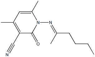 4,6-dimethyl-1-{[(E)-1-methylpentylidene]amino}-2-oxo-1,2-dihydro-3-pyridinecarbonitrile Structure