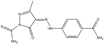 4-{2-[1-(aminocarbothioyl)-3-methyl-5-oxo-1,5-dihydro-4H-pyrazol-4-ylidene]hydrazino}benzamide Structure