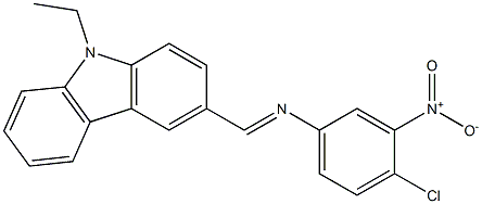 N-(4-chloro-3-nitrophenyl)-N-[(E)-(9-ethyl-9H-carbazol-3-yl)methylidene]amine 구조식 이미지