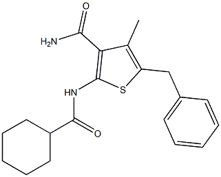 5-benzyl-2-[(cyclohexylcarbonyl)amino]-4-methyl-3-thiophenecarboxamide 구조식 이미지