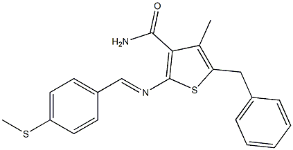 5-benzyl-4-methyl-2-({(E)-[4-(methylsulfanyl)phenyl]methylidene}amino)-3-thiophenecarboxamide 구조식 이미지