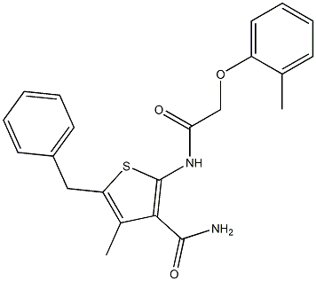 5-benzyl-4-methyl-2-{[2-(2-methylphenoxy)acetyl]amino}-3-thiophenecarboxamide 구조식 이미지