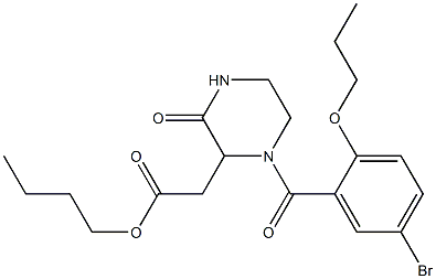 butyl 2-[1-(5-bromo-2-propoxybenzoyl)-3-oxo-2-piperazinyl]acetate 구조식 이미지