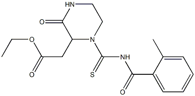 ethyl 2-(1-{[(2-methylbenzoyl)amino]carbothioyl}-3-oxo-2-piperazinyl)acetate Structure