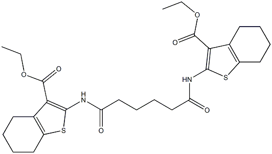 ethyl 2-[(6-{[3-(ethoxycarbonyl)-4,5,6,7-tetrahydro-1-benzothiophen-2-yl]amino}-6-oxohexanoyl)amino]-4,5,6,7-tetrahydro-1-benzothiophene-3-carboxylate Structure