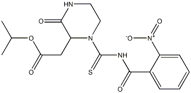 isopropyl 2-(1-{[(2-nitrobenzoyl)amino]carbothioyl}-3-oxo-2-piperazinyl)acetate Structure