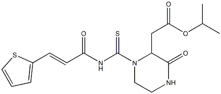 isopropyl 2-[3-oxo-1-({[(E)-3-(2-thienyl)-2-propenoyl]amino}carbothioyl)-2-piperazinyl]acetate 구조식 이미지