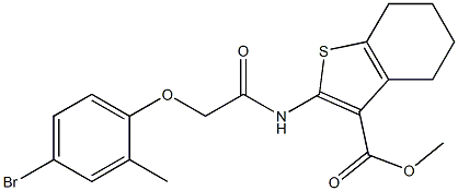 methyl 2-{[2-(4-bromo-2-methylphenoxy)acetyl]amino}-4,5,6,7-tetrahydro-1-benzothiophene-3-carboxylate 구조식 이미지