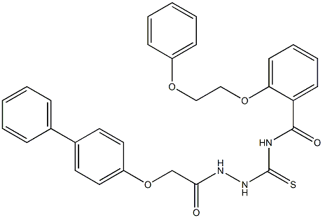 N-({2-[2-([1,1'-biphenyl]-4-yloxy)acetyl]hydrazino}carbothioyl)-2-(2-phenoxyethoxy)benzamide 구조식 이미지