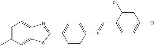 N-[(E)-(2,4-dichlorophenyl)methylidene]-N-[4-(6-methyl-1,3-benzothiazol-2-yl)phenyl]amine 구조식 이미지