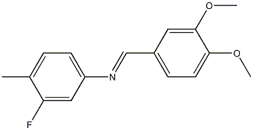 N-[(E)-(3,4-dimethoxyphenyl)methylidene]-N-(3-fluoro-4-methylphenyl)amine Structure